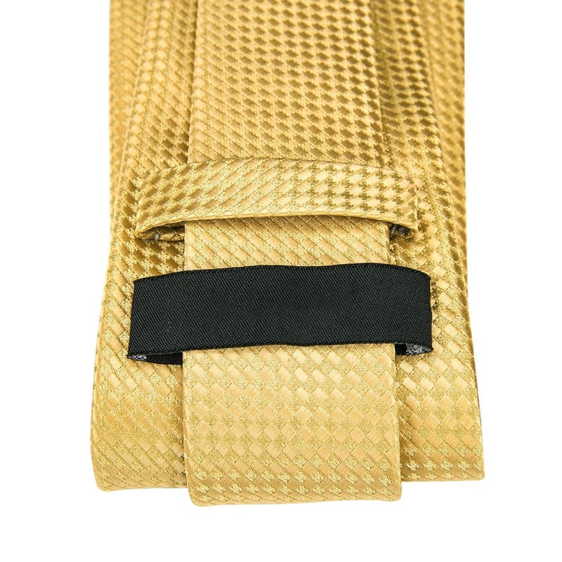 Dubulle Mens Paisely Floral Silk Tie for Men Striped Necktie and Pocket Square Set Wedding Business,Gold - Image 5