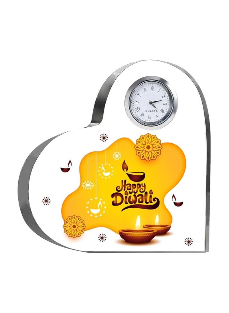 Diwali Special Heart-Shaped Crystal Clock Gift-Thoughtful Presents For Diwali Gifts For Your Friends And Family  - Image 1