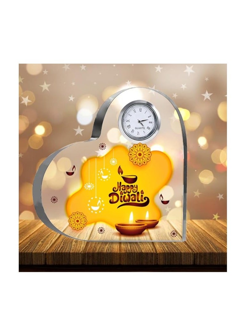 Diwali Special Heart-Shaped Crystal Clock Gift-Thoughtful Presents For Diwali Gifts For Your Friends And Family  - Image 3