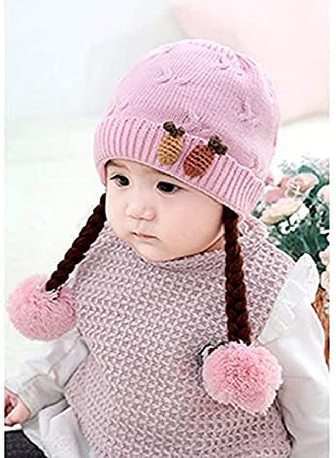Niue Girls Toddler Infant Cute Soft Winter Knit Warm Choti Benaie Hat (Light Pink,1-2 Years) - Image 4