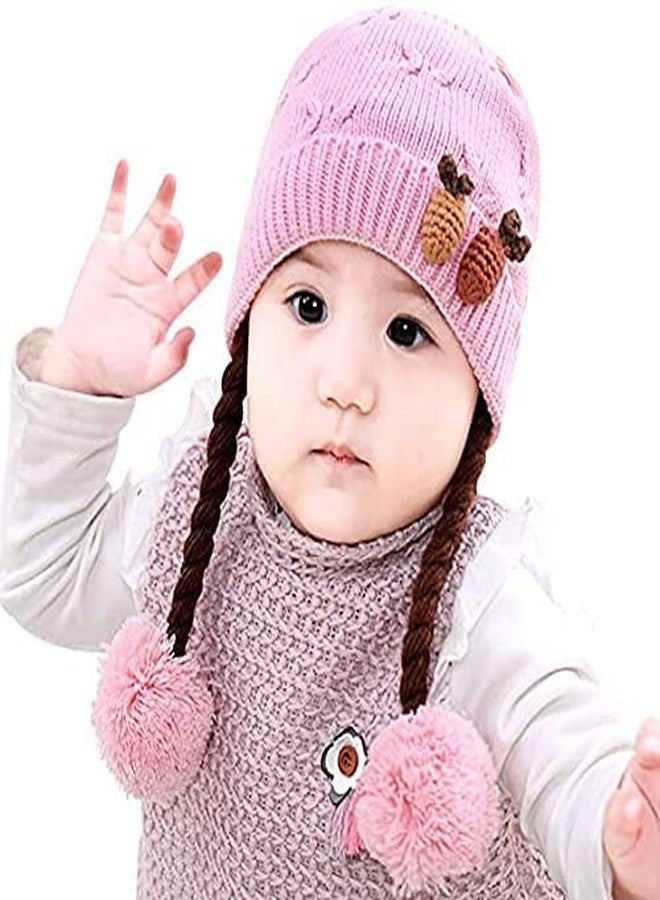 Niue Girls Toddler Infant Cute Soft Winter Knit Warm Choti Benaie Hat (Light Pink,1-2 Years) - Image 1