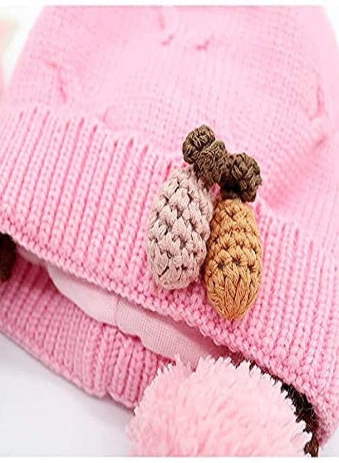 Niue Girls Toddler Infant Cute Soft Winter Knit Warm Choti Benaie Hat (Light Pink,1-2 Years) - Image 2