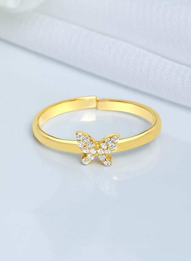 ZAVYA 925 Sterling Silver Butterfly Gold Plated Ring | Gifts For Women And Girls | With Certificate of Authenticity and 925 Hallmark - Image 2