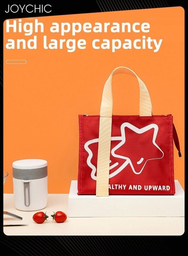 Joychic Colorful Aluminum Foil Heat Preservation Lunch Bag Water and Oil Proof Food Insulation Bag with Handle Strap for School Office Work Travel Outdoor - Image 2