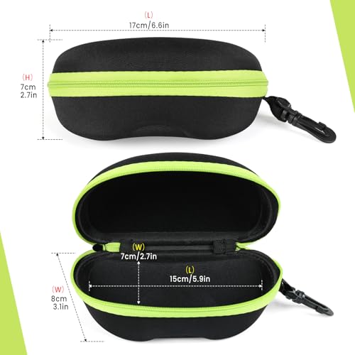 INNOLIFE Set of 7pcs in Mixed Colors, Zipper Shell Sunglasses Glasses Case with Plastic Carabiner Hook - Image 2