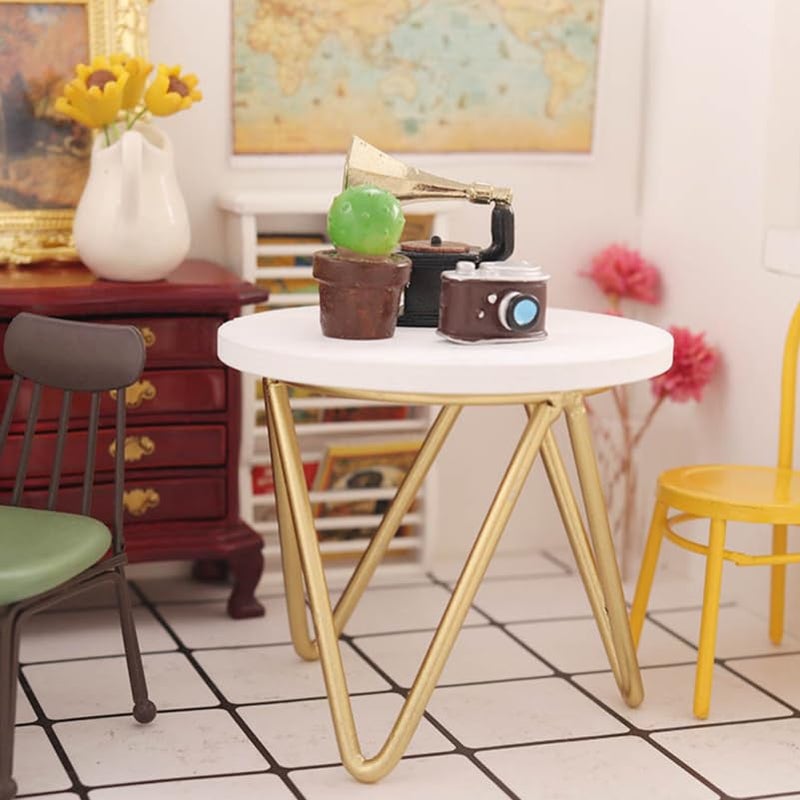 Toddmomy 1 6 Scale Doll Furniture 2pcs Wooden Round Table Room Toy Model Miniature for Dollhouse Living Tiny Scenes Furniture Nightstand Mini House Decor Scale Side Decoration - Image 5
