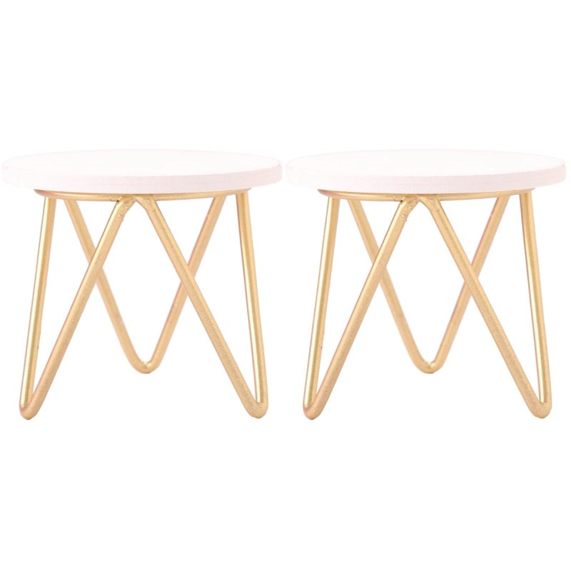 Toddmomy 1 6 Scale Doll Furniture 2pcs Wooden Round Table Room Toy Model Miniature for Dollhouse Living Tiny Scenes Furniture Nightstand Mini House Decor Scale Side Decoration - Image 3