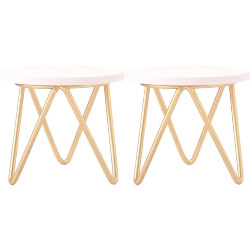 Toddmomy 1 6 Scale Doll Furniture 2pcs Wooden Round Table Room Toy Model Miniature for Dollhouse Living Tiny Scenes Furniture Nightstand Mini House Decor Scale Side Decoration - Image 1