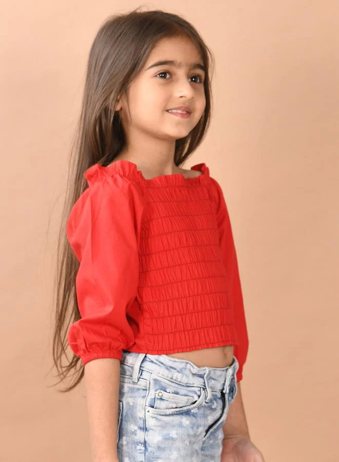 LILPICKS LilPicks Square Neck Shirred Crop Top