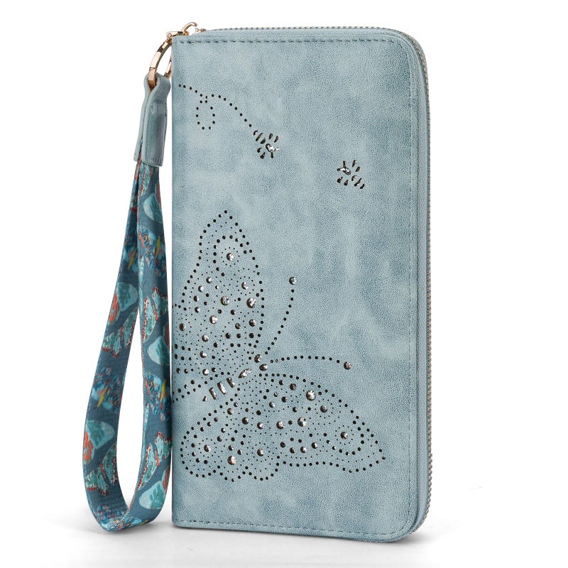 KITEVIUN RFID Wallet Women, Large Capacity Butterfly Cell Phone Clutch Purses Ladies Wristlet Wallets for Women - Image 1