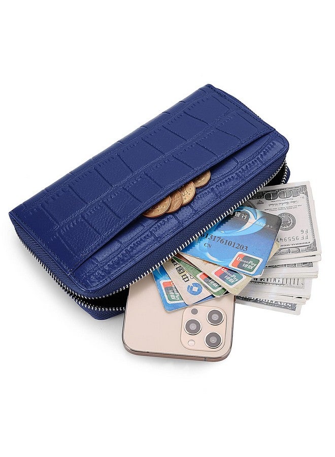 YALUXE Wristlet Handbags For Women Crocodile Effect Leather Clutch Ziparound Wallet Phone Purse - Image 5