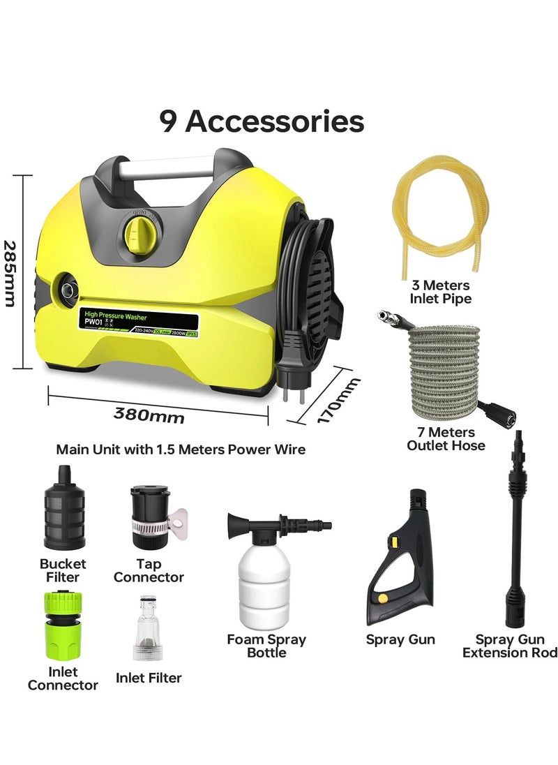 Electric Pressure Washer,2900-PSI,for Cars,Garden, Yard, Fence, Driveway
