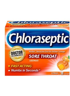 Chloraseptic Chloraseptic Sore Throat Lozenges with Soothing Liquid Center | Citrus | 18 Count  - Image 1