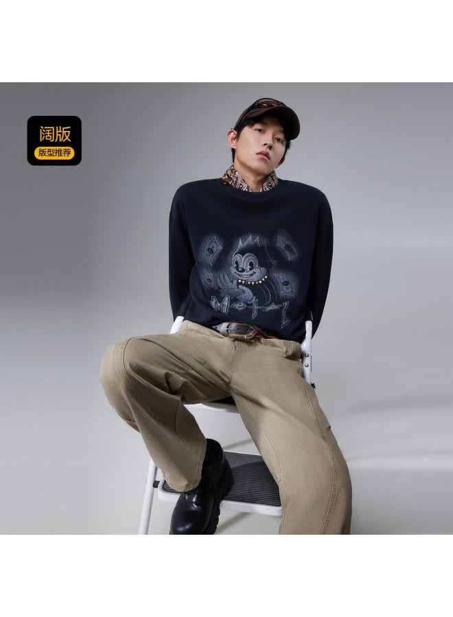 Cabbeen Men's Hoodie Creative Patch Logo Design Casual Fall Long Sleeve Hoodie - Image 3