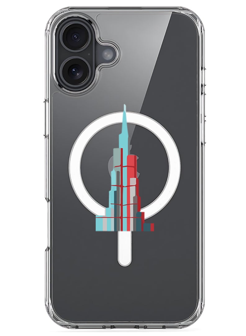 Theodor iPhone 16 Plus Magsafe Magnetic Case for iPhone Compatible with Wireless Charging, Shockproof Phone Bumper Cover - Burj Khalifa - Image 1