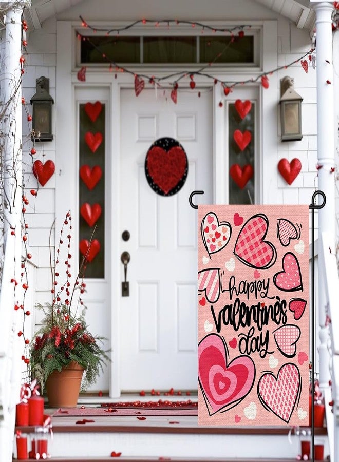Decorhua Happy Valentines Day Garden Flags 12x18 Double Sided Burlap, Love Heart Anniversary Welcome Sign Small Flag Yard Outdoor Decorations DF652 - Image 5