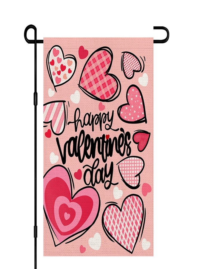 Decorhua Happy Valentines Day Garden Flags 12x18 Double Sided Burlap, Love Heart Anniversary Welcome Sign Small Flag Yard Outdoor Decorations DF652 - Image 1