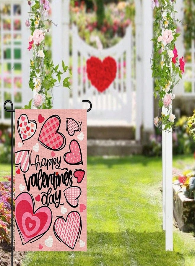 Decorhua Happy Valentines Day Garden Flags 12x18 Double Sided Burlap, Love Heart Anniversary Welcome Sign Small Flag Yard Outdoor Decorations DF652 - Image 3