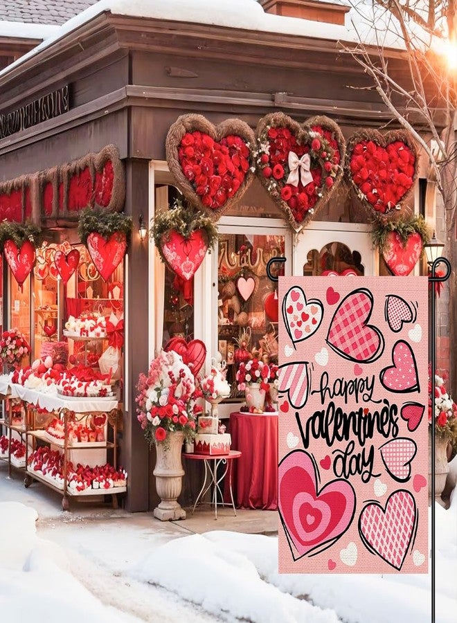 Decorhua Happy Valentines Day Garden Flags 12x18 Double Sided Burlap, Love Heart Anniversary Welcome Sign Small Flag Yard Outdoor Decorations DF652 - Image 4
