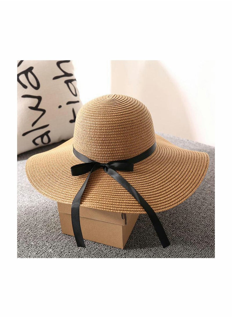 Y&D - Women Sun Hat Summer Panama Straw Fedora Beach for Wide Brim UV Protection Hats, Use Hiking Desert - Image 1
