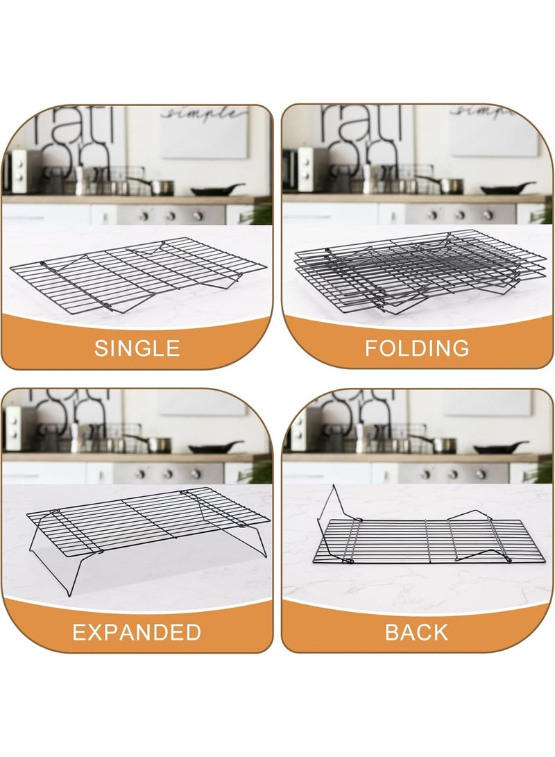 YelaJoy Cooling Rack for Baking 3 Tiers, 16" x 10" Cookie Cooling Wire Rack Stackable Collapsible Nonstick, Stainless Steel Baking Cooking Cooling Racks with Optimum Air Flow, Black  - Image 5