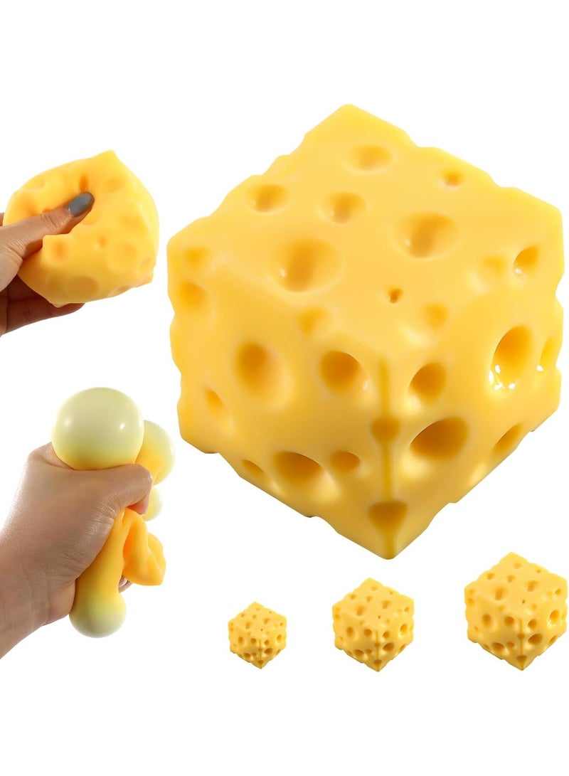 REZZOSS Cheese Block Squishy Squeeze Toy 7cm – Premium Swiss Cheese Fidget Stress Ball for Kids & Adults | Soft Sensory Decompression Toy for Anxiety Relief & Study Focus | Funny Novelty Stocking Stuffer Gift & Office Desk Accessory - Image 1