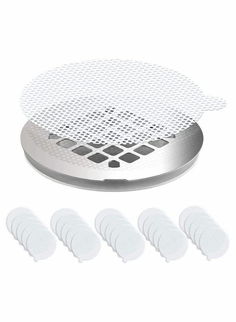 Zikra Drain Hair Catcher 50PCS Disposable Shower Drain Hair Catcher Mesh Stickers Shower Drain Hair Trap Tub Drain Hair Catcher Strainer Large Hole 50pcs - Image 1