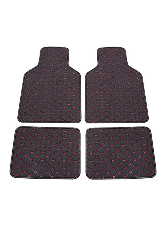 DUNISO Interior Car Floor Mats，PVC Leather Automotive Floor Mats，Anti-Slip Waterproof Pads Universal Fit ，Black & Beige Line  - Image 4