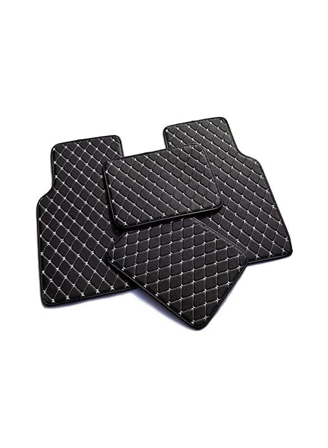 DUNISO Interior Car Floor Mats，PVC Leather Automotive Floor Mats，Anti-Slip Waterproof Pads Universal Fit ，Black & Beige Line  - Image 2