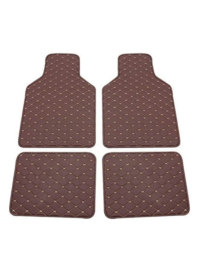DUNISO Interior Car Floor Mats，PVC Leather Automotive Floor Mats，Anti-Slip Waterproof Pads Universal Fit ，Black & Beige Line  - Image 5