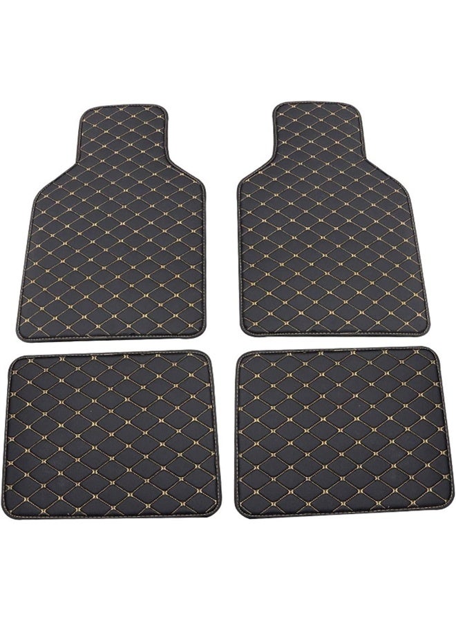 DUNISO Interior Car Floor Mats，PVC Leather Automotive Floor Mats，Anti-Slip Waterproof Pads Universal Fit ，Black & Beige Line  - Image 3