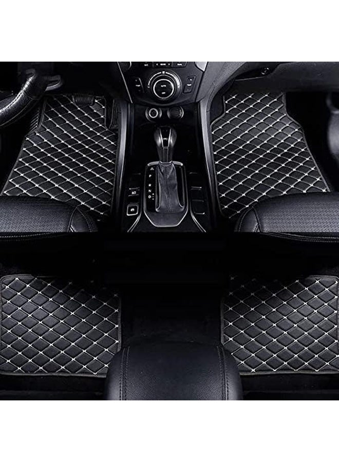 DUNISO Interior Car Floor Mats，PVC Leather Automotive Floor Mats，Anti-Slip Waterproof Pads Universal Fit ，Black & Beige Line  - Image 1