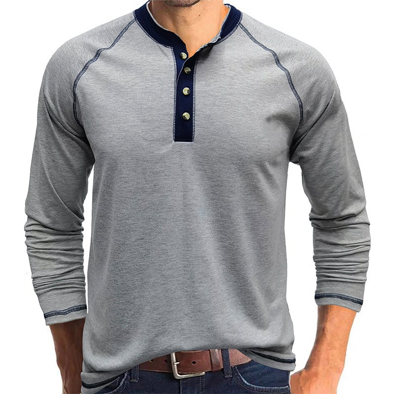 Cross-Border Men''s Autumn and Winter Men''s Henry Shirts and Men''s Long-Sleeved T-Shirts Export Outdoor Bottoming Shirts - Image 1