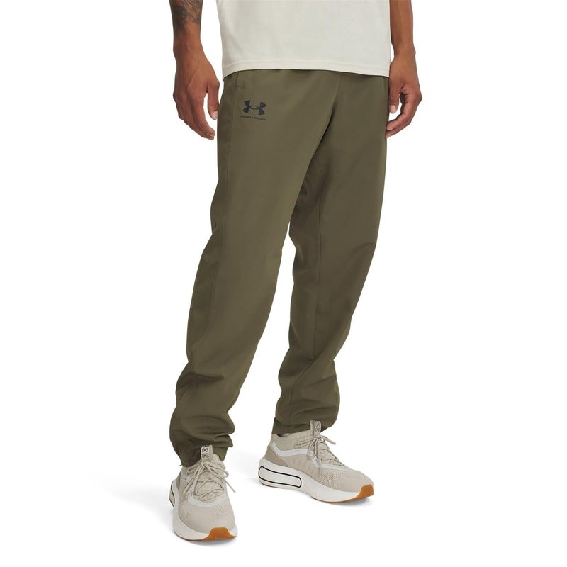 Under Armour Mens Rival Woven Windbreaker Pants 390 Marine OD Green Black Large - Image 2