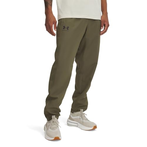 Under Armour Mens Rival Woven Windbreaker Pants 390 Marine OD Green Black Large - Image 1