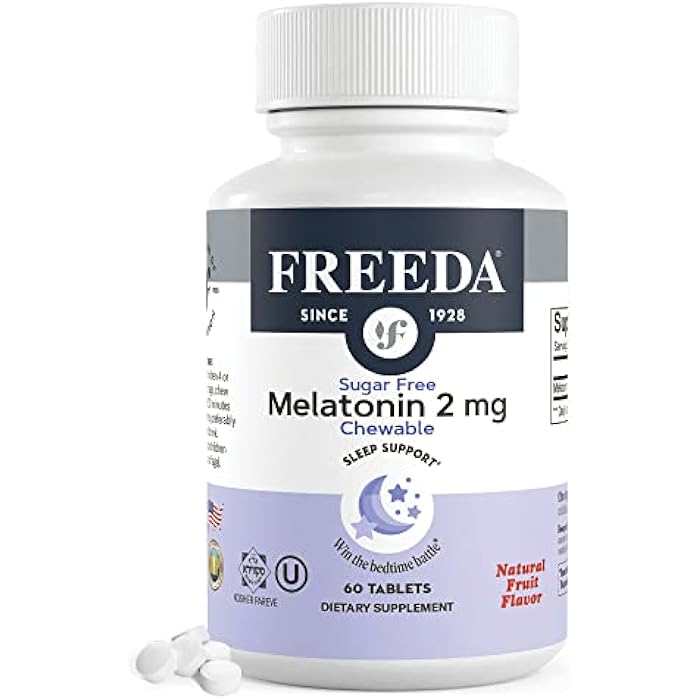 FREEDA Melatonin 2mg Sugar-Free Chewables – Natural Sleep Aid for Adults & Kids – Vegan, Kosher, Gluten-Free, Non-GMO, Easy Bedtime Support – 60 Tablets - Image 1