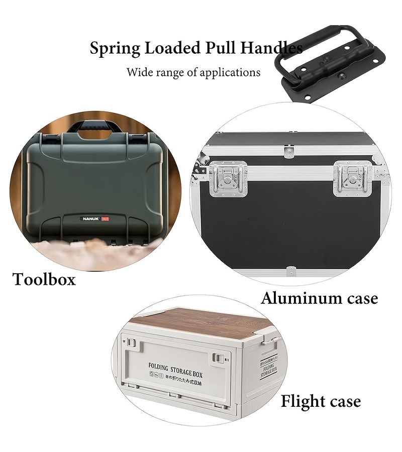 2 Pcs Black Metal Foldable Spring Handles With Adjustable Swivel Rings Heavy Duty Ergonomic Grips For Toolboxes Cabinets Luggage Industrial Equipment Stylish Design Durable Construction - Image 5