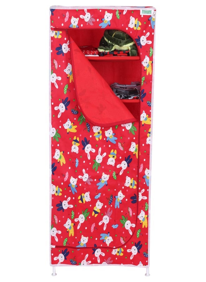 FLIPZON Multipurpose 6 Shelve Baby Wardrobe, (Fabric Shelves)- Rabbit Red - Image 1