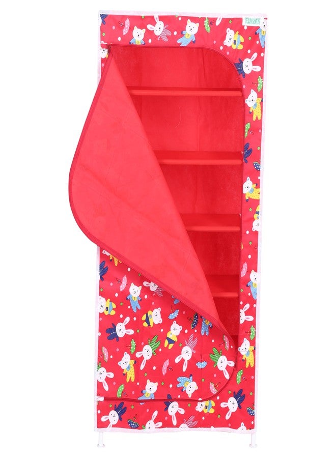FLIPZON Multipurpose 6 Shelve Baby Wardrobe, (Fabric Shelves)- Rabbit Red - Image 4