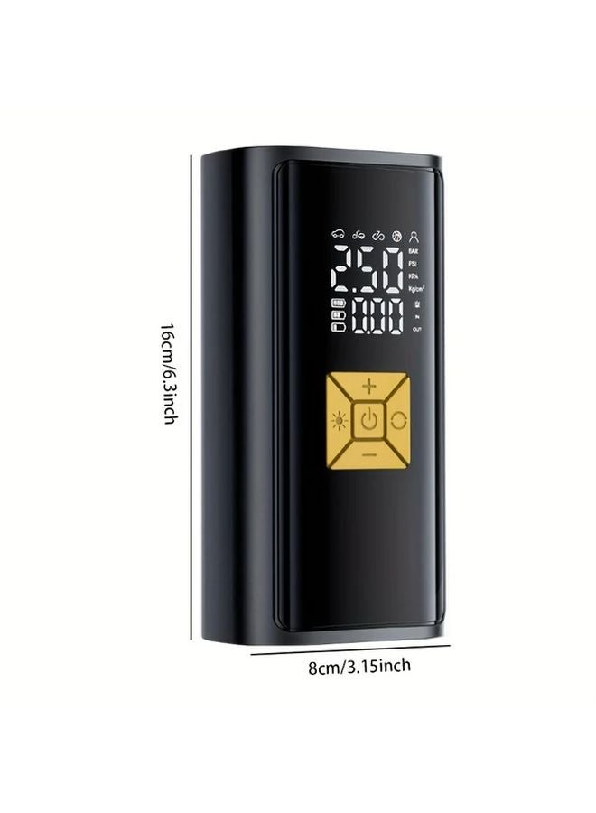 Black Portable Car Air Compressor 12V Tire Inflator Digital Pressure Gauge LED Light for Cars Trucks SUVs - Image 4