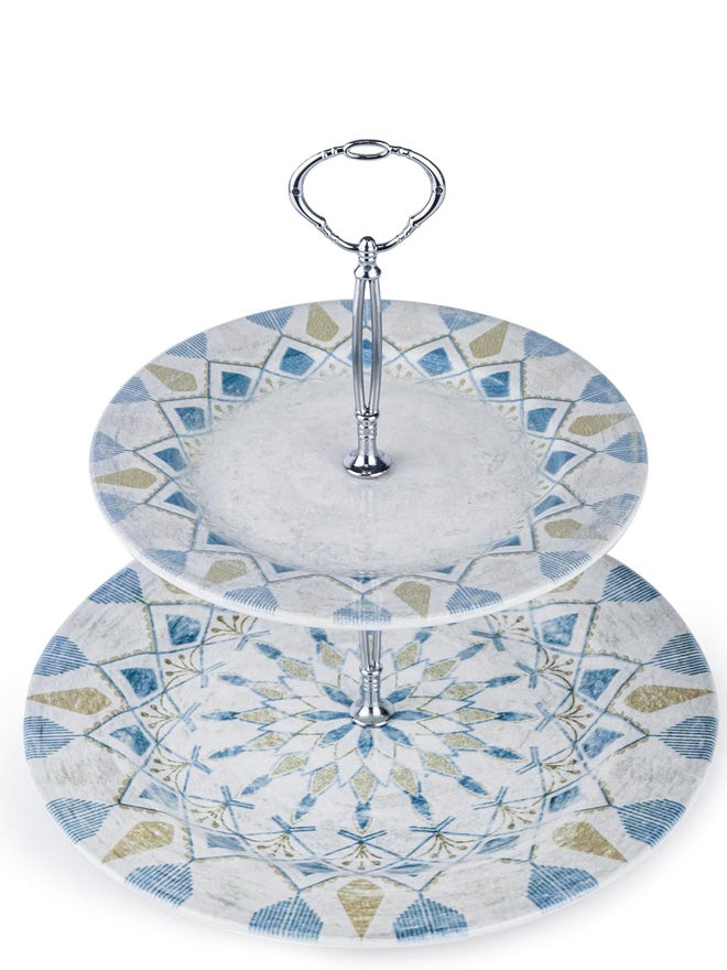 EDESSA Montessa Porcelain Ceramic 2-Tier Cake Stand, 20x27cm - Image 2