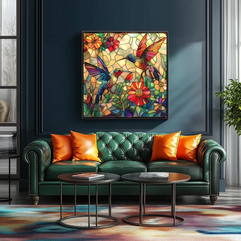 MINIWAN Stained Glass Flower Bird Puzzles for Adults 500 Pieces Colorful Mosaic Hummingbird Jigsaw Puzzles 500 Pieces with Letters on Back Hard Impossible Difficult Challenging Family Puzzle (20"X20") - Image 4