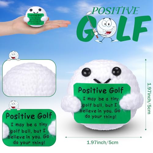 Yousoontic 12 Pack Positive Fun Golf Ball Crochet Emotional Cheer Support Ball Knitted Golf Gifts Desk Decor for Women Men Coach Christmas Birthday Home Office - Image 3