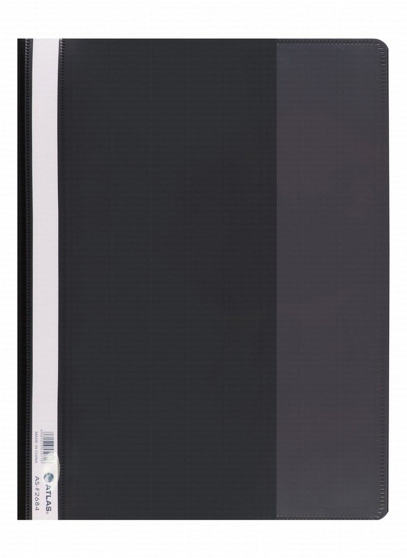 ATLAS 12-Piece Flat Clear View Folder File Black  - Image 2