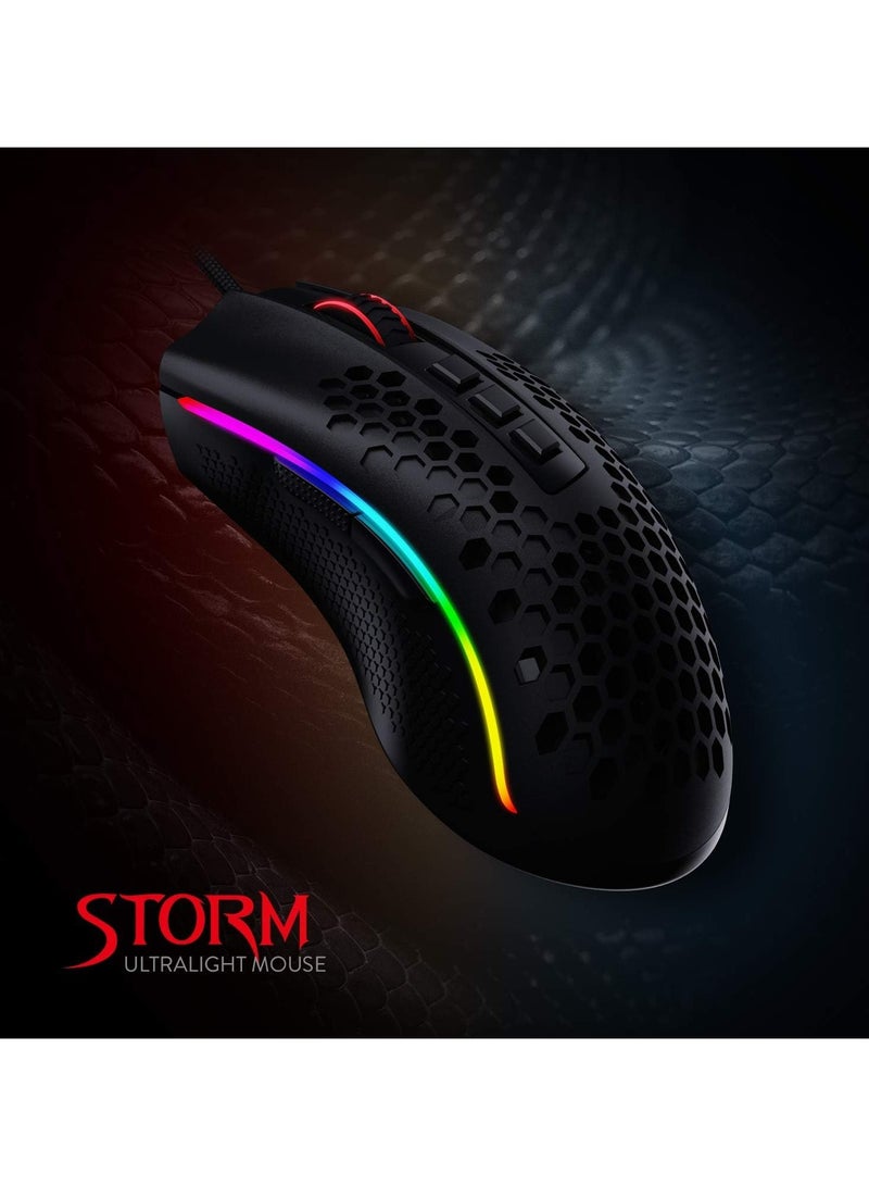 Redragon M808 Storm Lightweight RGB Gaming Mouse- 85g Ultralight Honeycomb Shell - 12,400 DPI Optical Sensor - 7 Programmable Buttons - Precise Registration - Super-Lite Cable - Image 2