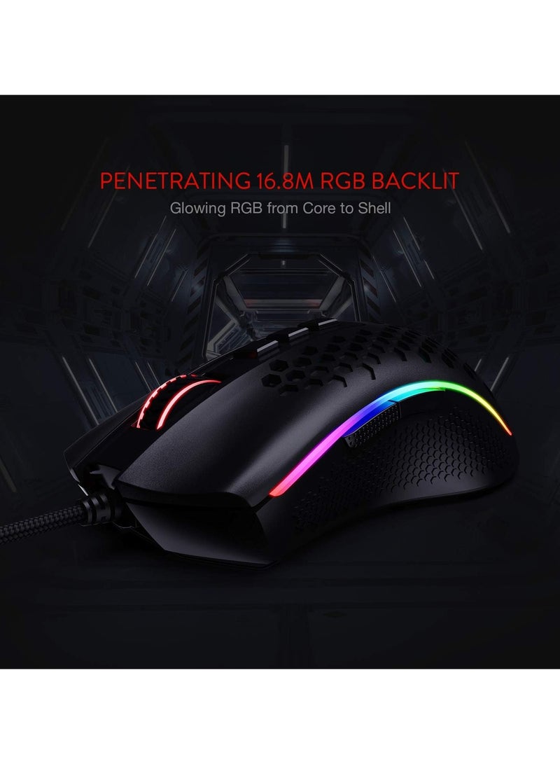 Redragon M808 Storm Lightweight RGB Gaming Mouse- 85g Ultralight Honeycomb Shell - 12,400 DPI Optical Sensor - 7 Programmable Buttons - Precise Registration - Super-Lite Cable - Image 5