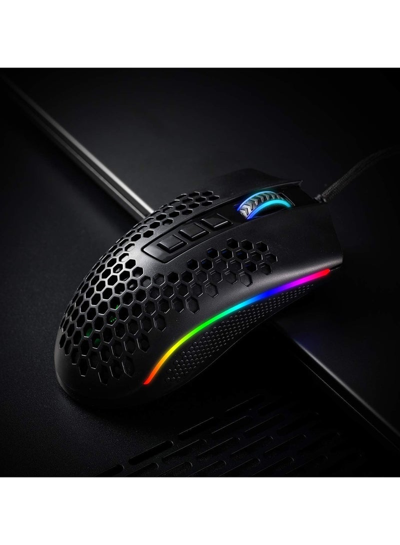 Redragon M808 Storm Lightweight RGB Gaming Mouse- 85g Ultralight Honeycomb Shell - 12,400 DPI Optical Sensor - 7 Programmable Buttons - Precise Registration - Super-Lite Cable - Image 3