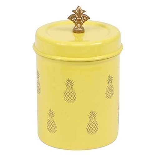 Elan Stainless Steel Food Storage Canister,Cookies Box, Kitchen Staples Storage Jar -Pineapple Print-Yellow - Image 1