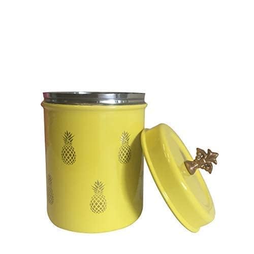 Elan Stainless Steel Food Storage Canister,Cookies Box, Kitchen Staples Storage Jar -Pineapple Print-Yellow - Image 5