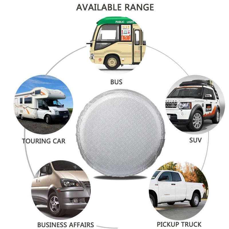 MOONET Tire Covers for RV Wheel (4 Pack Silver),Moonet Oxford Waterproof UV Sun Protectors for Motorhome Boat Trailer Camper Van SUV, D66cm x H28cm for Diameter 24"-26" - Image 4
